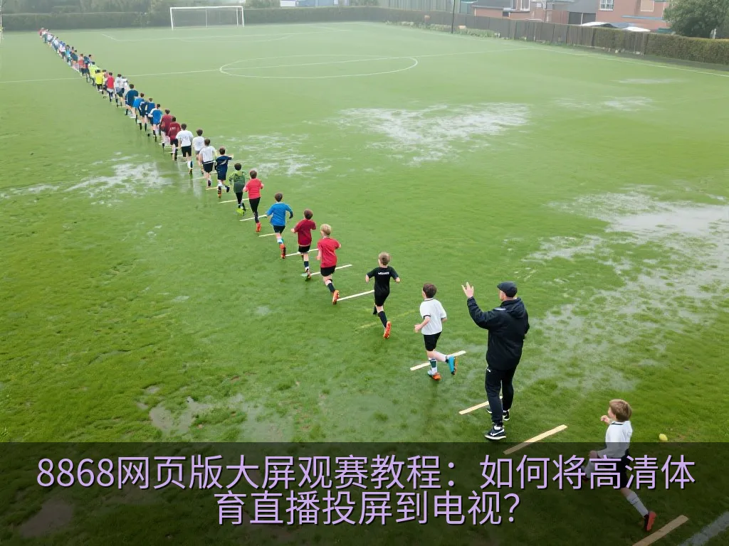 笔记本电脑通过HDMI线连接到大屏幕电视,显示体育赛事分析图表